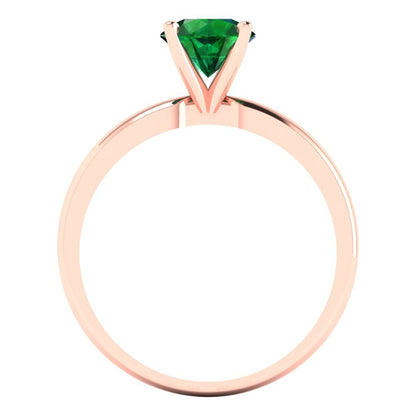 1 cttw Simulated Emerald Solitaire  Engagement Ring - Solid Gold (Round Cut,6.5mm)