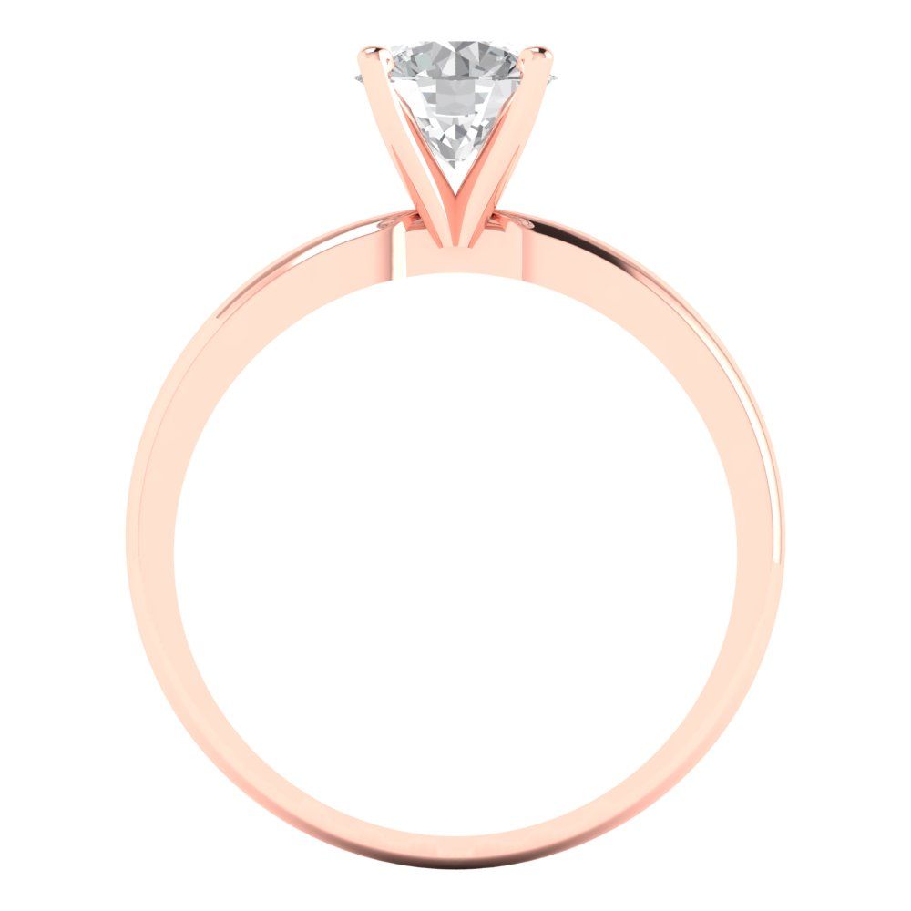 1 cttw White Sapphire Solitaire  Engagement Ring - Solid Gold (Round Cut,6.5mm)