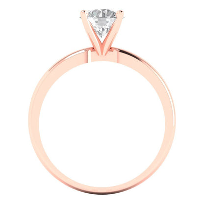 1 cttw White Sapphire Solitaire  Engagement Ring - Solid Gold (Round Cut,6.5mm)