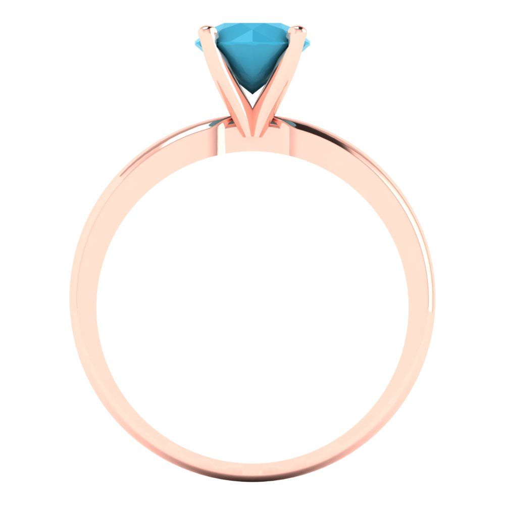 1 cttw Simulated Turquoise Solitaire  Engagement Ring - Solid Gold (Round Cut,6.5mm)
