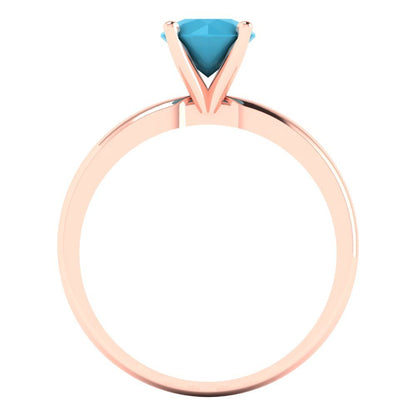 1 cttw Simulated Turquoise Solitaire  Engagement Ring - Solid Gold (Round Cut,6.5mm)