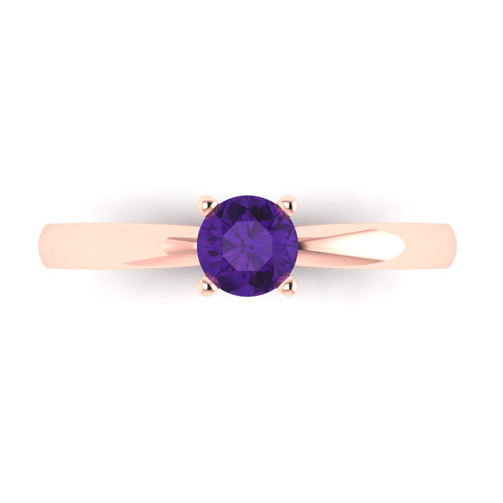 0.5 cttw Natural Amethyst Solitaire  Engagement Ring - Solid Gold (Round Cut,5.0mm)