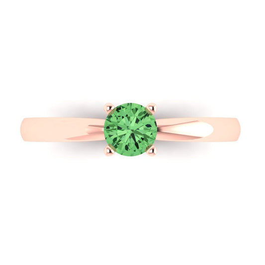0.5 cttw Zirconia Simulated Green Diamond Solitaire  Engagement Ring - Solid Rose Gold (VVS1, Round Cut,5.0mm)