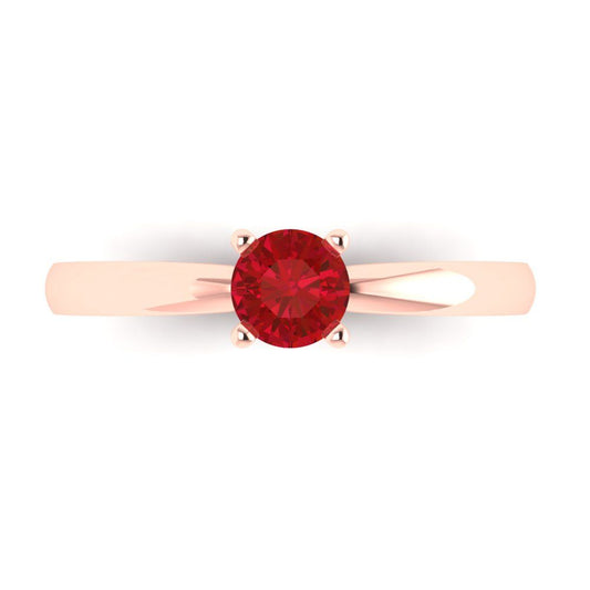 0.5 cttw Simulated Ruby Solitaire  Engagement Ring - Solid Rose Gold (VVS1, Round Cut,5.0mm)