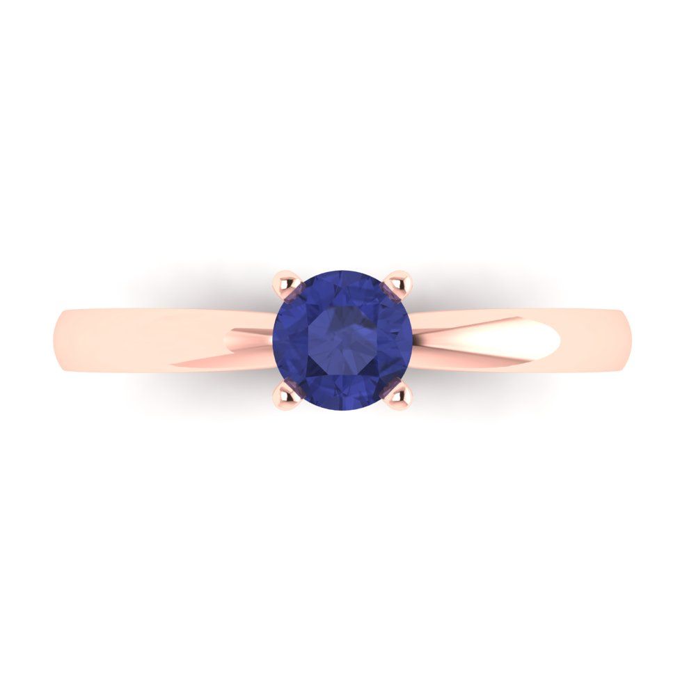 0.5 cttw Simulated Tanzanite Solitaire  Engagement Ring - Solid Gold (Round Cut,5.0mm)