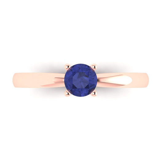 0.5 cttw Simulated Tanzanite Solitaire  Engagement Ring - Solid Rose Gold (VVS1, Round Cut,5.0mm)