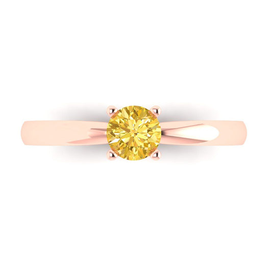 0.5 cttw Natural Citrine Solitaire  Engagement Ring - Solid Rose Gold (VVS1, Round Cut,5.0mm)