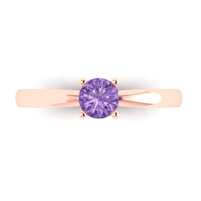 0.5 cttw Simulated Alexandrite Solitaire  Engagement Ring - Solid Gold (Round Cut,5.0mm)