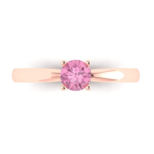 0.5 cttw Zirconia Simulated Pink Diamond Solitaire  Engagement Ring - Solid Rose Gold (VVS1, Round Cut,5.0mm)