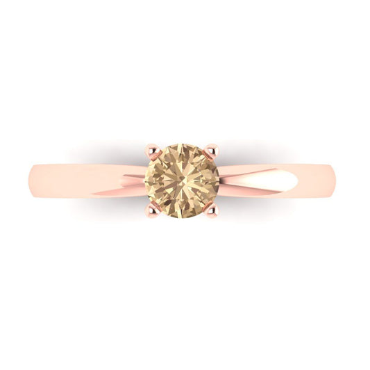 0.5 cttw Yellow Moissanite Solitaire  Engagement Ring - Solid Rose Gold (VVS1, Round Cut,5.0mm)