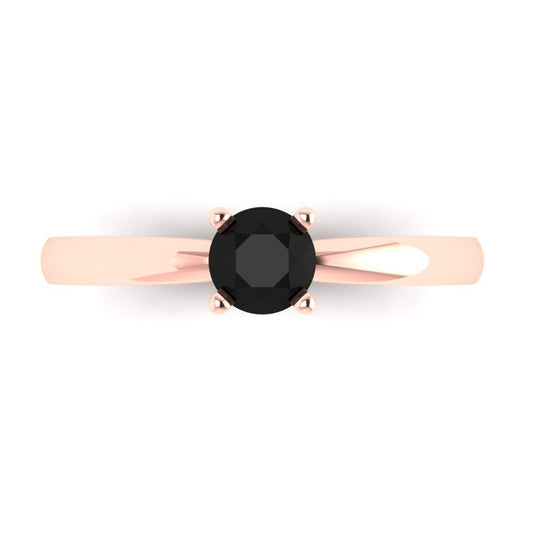 0.5 cttw Natural Onyx Solitaire  Engagement Ring - Solid Rose Gold (VVS1, Round Cut,5.0mm)