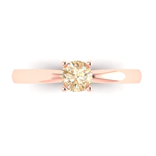 0.5 cttw Natural Morganite Solitaire  Engagement Ring - Solid Rose Gold (VVS1, Round Cut,5.0mm)