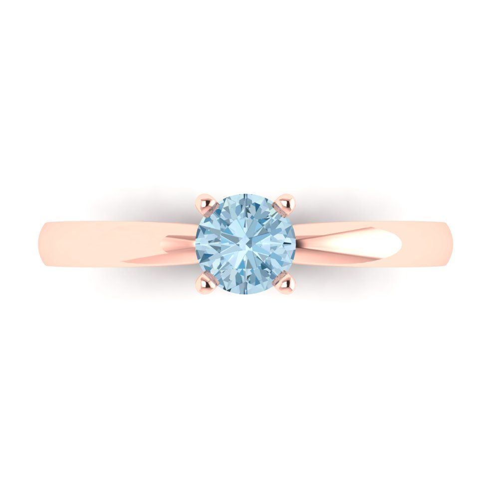 0.5 cttw Natural Aquamarine Solitaire  Engagement Ring - Solid Gold (Round Cut,5.0mm)