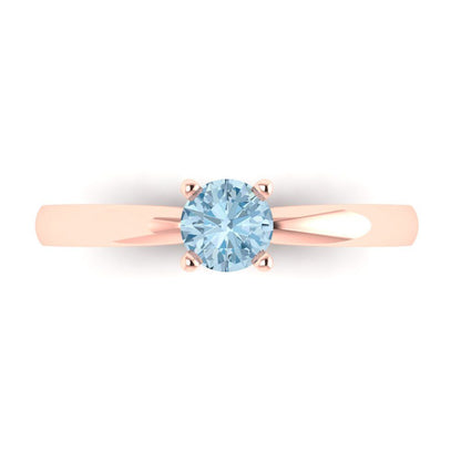 0.5 cttw Natural Aquamarine Solitaire  Engagement Ring - Solid Gold (Round Cut,5.0mm)