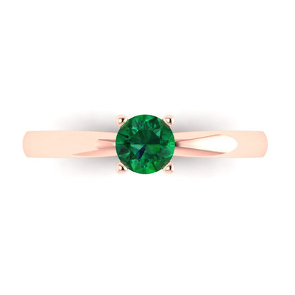 0.5 cttw Simulated Emerald Solitaire  Engagement Ring - Solid Gold (Round Cut,5.0mm)