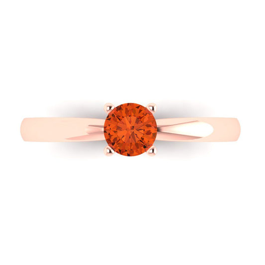 0.5 cttw Zirconia Simulated Red Diamond Solitaire  Engagement Ring - Solid Rose Gold (VVS1, Round Cut,5.0mm)