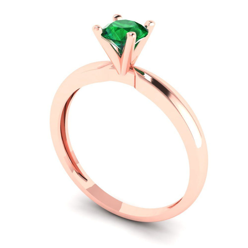 0.5 ct Brilliant Round Cut Simulated Emerald Stone Rose Gold Solitaire Ring