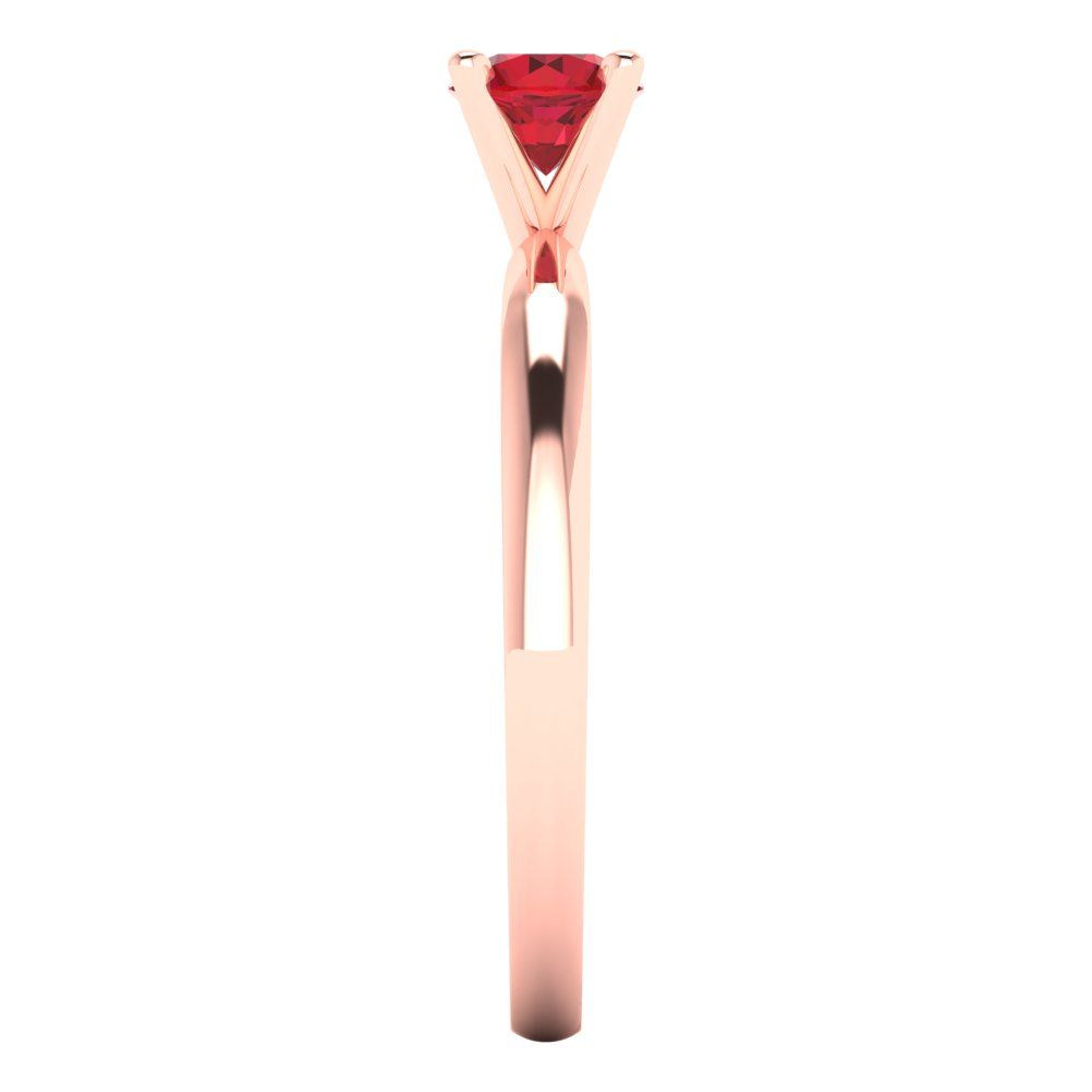 0.5 cttw Simulated Ruby Solitaire  Engagement Ring - Solid Rose Gold (VVS1, Round Cut,5.0mm)