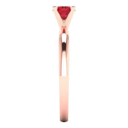 0.5 cttw Simulated Ruby Solitaire  Engagement Ring - Solid Rose Gold (VVS1, Round Cut,5.0mm)