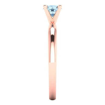 0.5 cttw Natural Swiss Blue Topaz Solitaire  Engagement Ring - Solid Gold (Round Cut,5.0mm)