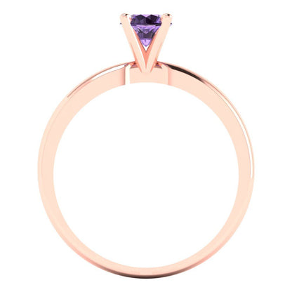 0.5 cttw Simulated Alexandrite Solitaire  Engagement Ring - Solid Gold (Round Cut,5.0mm)