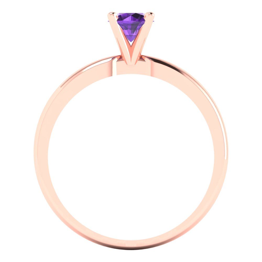 0.5 cttw Natural Amethyst Solitaire  Engagement Ring - Solid Gold (Round Cut,5.0mm)