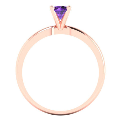 0.5 cttw Natural Amethyst Solitaire  Engagement Ring - Solid Gold (Round Cut,5.0mm)