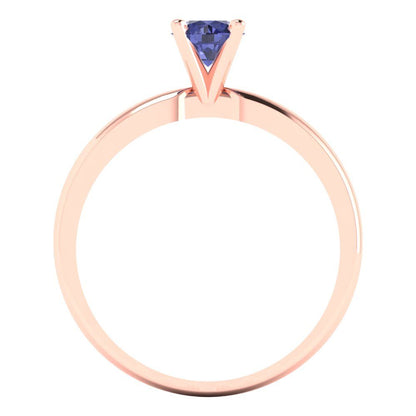 0.5 cttw Simulated Tanzanite Solitaire  Engagement Ring - Solid Gold (Round Cut,5.0mm)