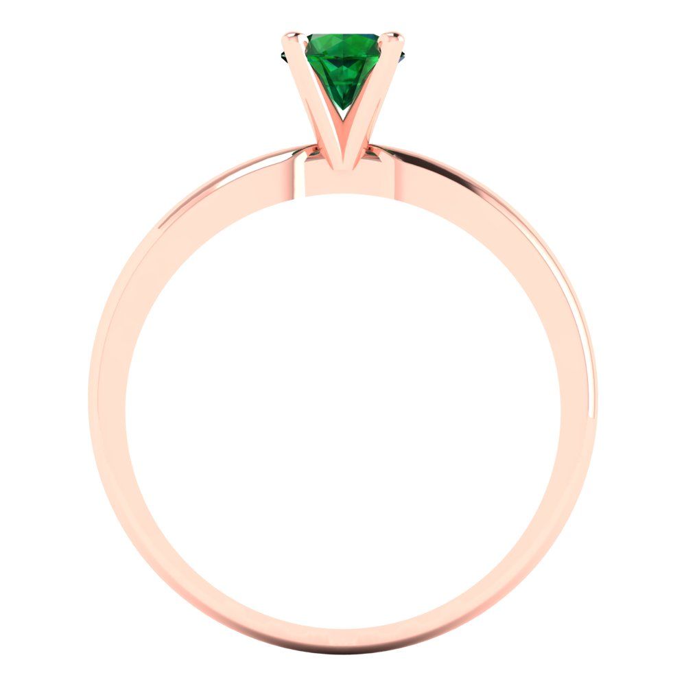 0.5 cttw Simulated Emerald Solitaire  Engagement Ring - Solid Gold (Round Cut,5.0mm)