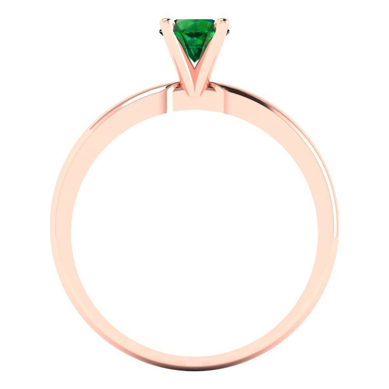 0.5 ct Brilliant Round Cut Simulated Emerald Stone Rose Gold Solitaire Ring