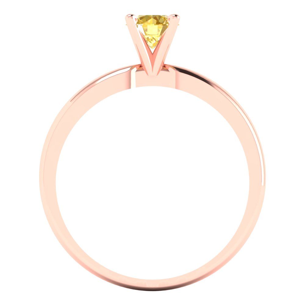 0.5 cttw Zirconia Simulated Yellow Diamond Solitaire  Engagement Ring - Solid Gold (VVS1, Round Cut,5.0mm)