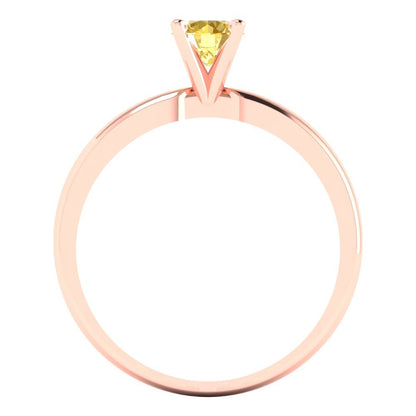 0.5 cttw Zirconia Simulated Yellow Diamond Solitaire  Engagement Ring - Solid Gold (VVS1, Round Cut,5.0mm)