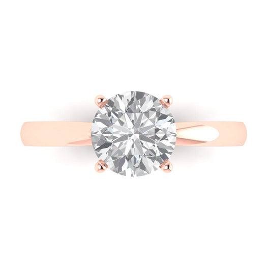 1.5 cttw Zirconia Simulated Diamond Solitaire  Engagement Ring - Solid Rose Gold (VVS1, Round Cut,7.5mm)
