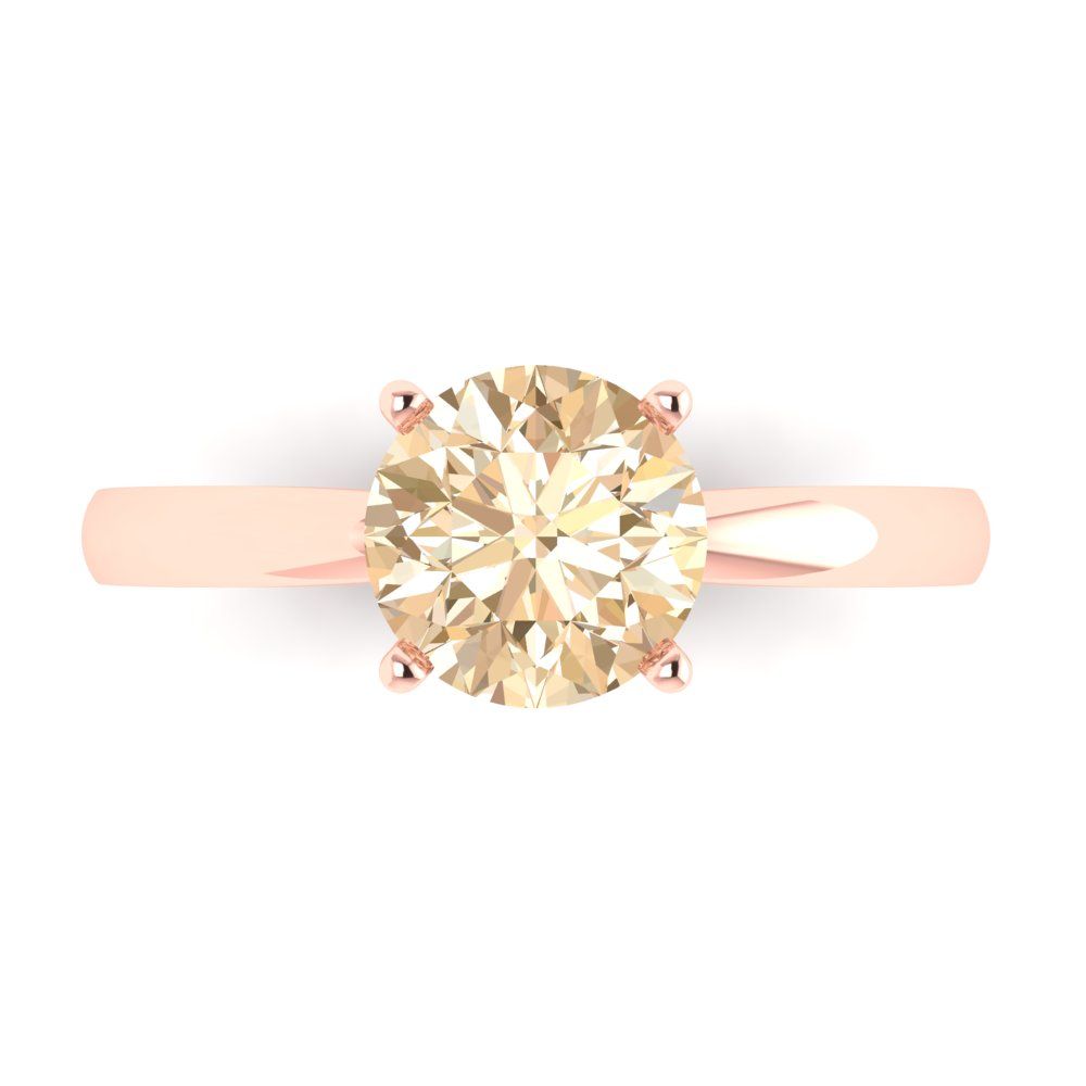 1.5 cttw Natural Morganite Solitaire  Engagement Ring - Solid Gold (Round Cut,7.5mm)