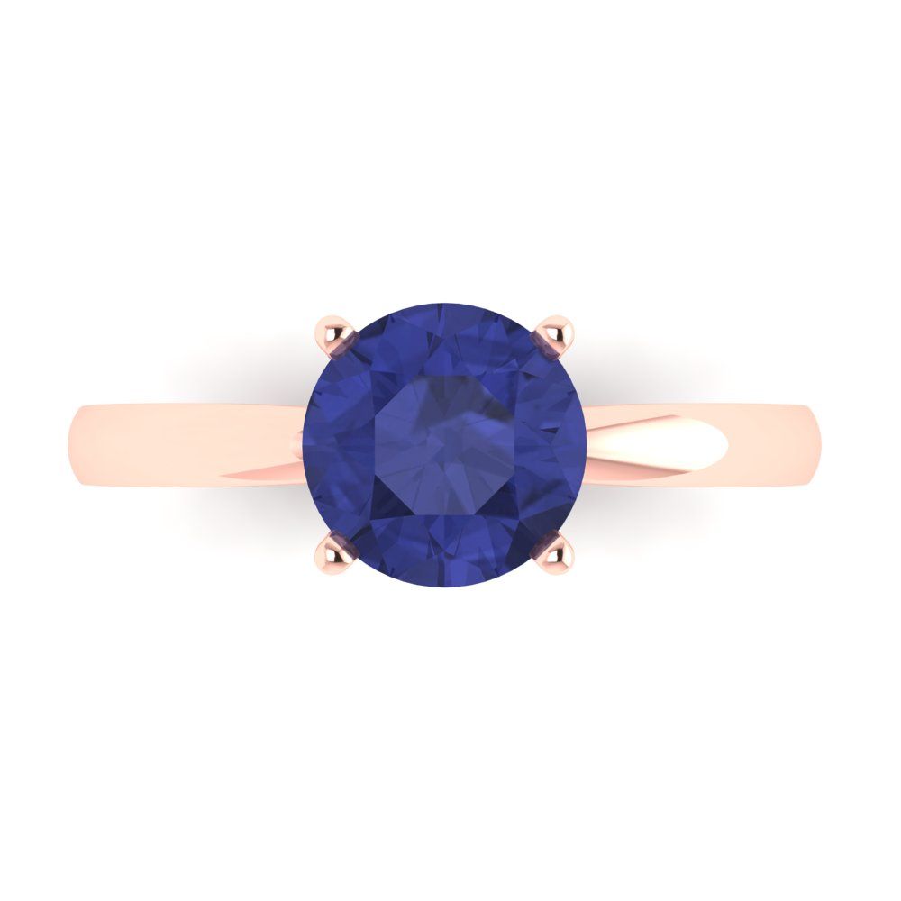 1.5 cttw Simulated Tanzanite Solitaire  Engagement Ring - Solid Gold (Round Cut,7.5mm)