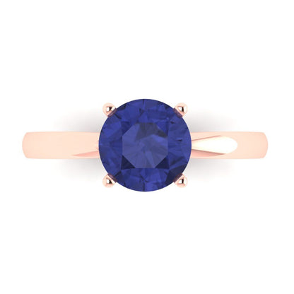 1.5 cttw Simulated Tanzanite Solitaire  Engagement Ring - Solid Gold (Round Cut,7.5mm)