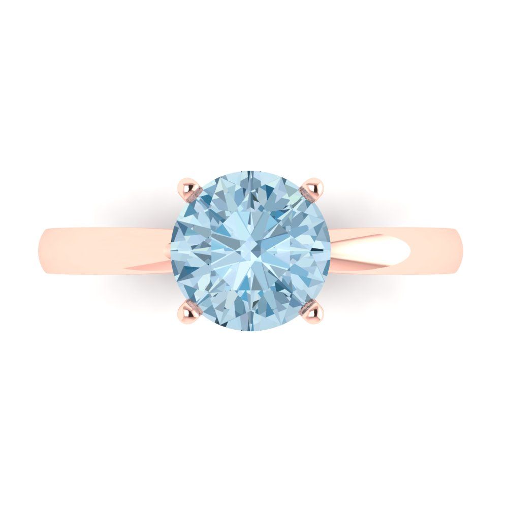1.5 cttw Natural Sky Blue Topaz Solitaire  Engagement Ring - Solid Gold (Round Cut,7.5mm)