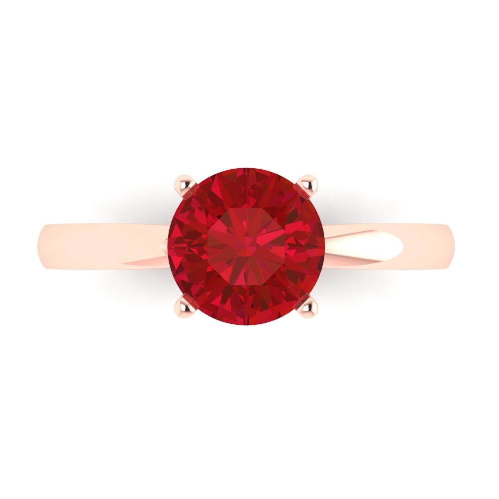 1.5 cttw Simulated Ruby Solitaire  Engagement Ring - Solid Gold (Round Cut,7.5mm)