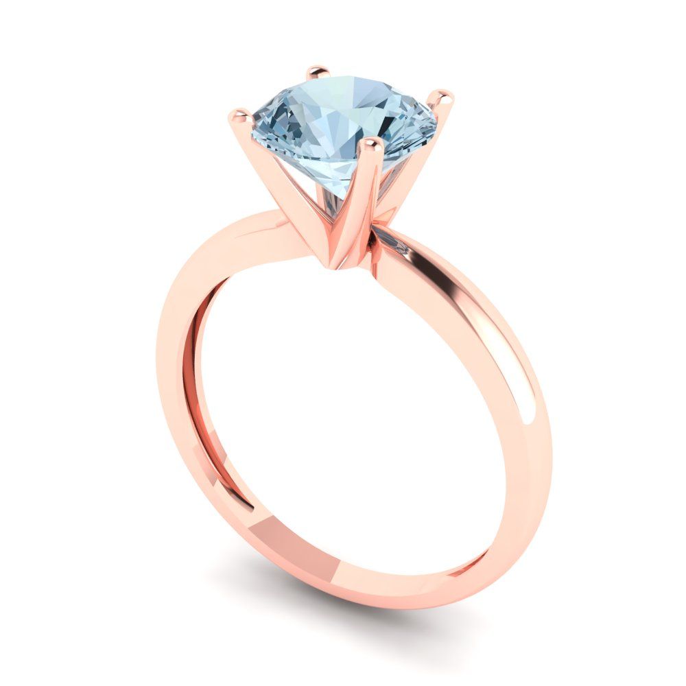 1.5 cttw Zirconia Simulated Blue Diamond Solitaire  Engagement Ring - Solid Gold (VVS1, Round Cut,7.5mm)