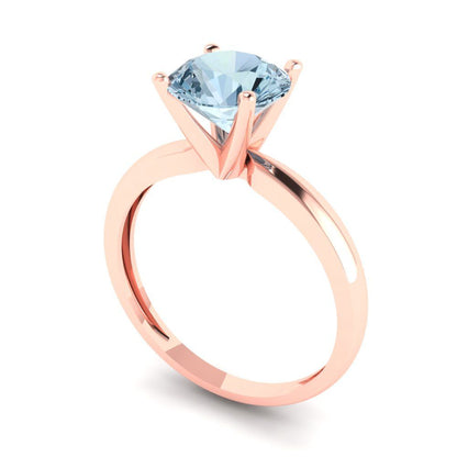 1.5 cttw Zirconia Simulated Blue Diamond Solitaire  Engagement Ring - Solid Gold (VVS1, Round Cut,7.5mm)