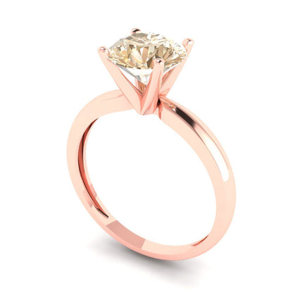 1.5 cttw Natural Morganite Solitaire  Engagement Ring - Solid Gold (Round Cut,7.5mm)
