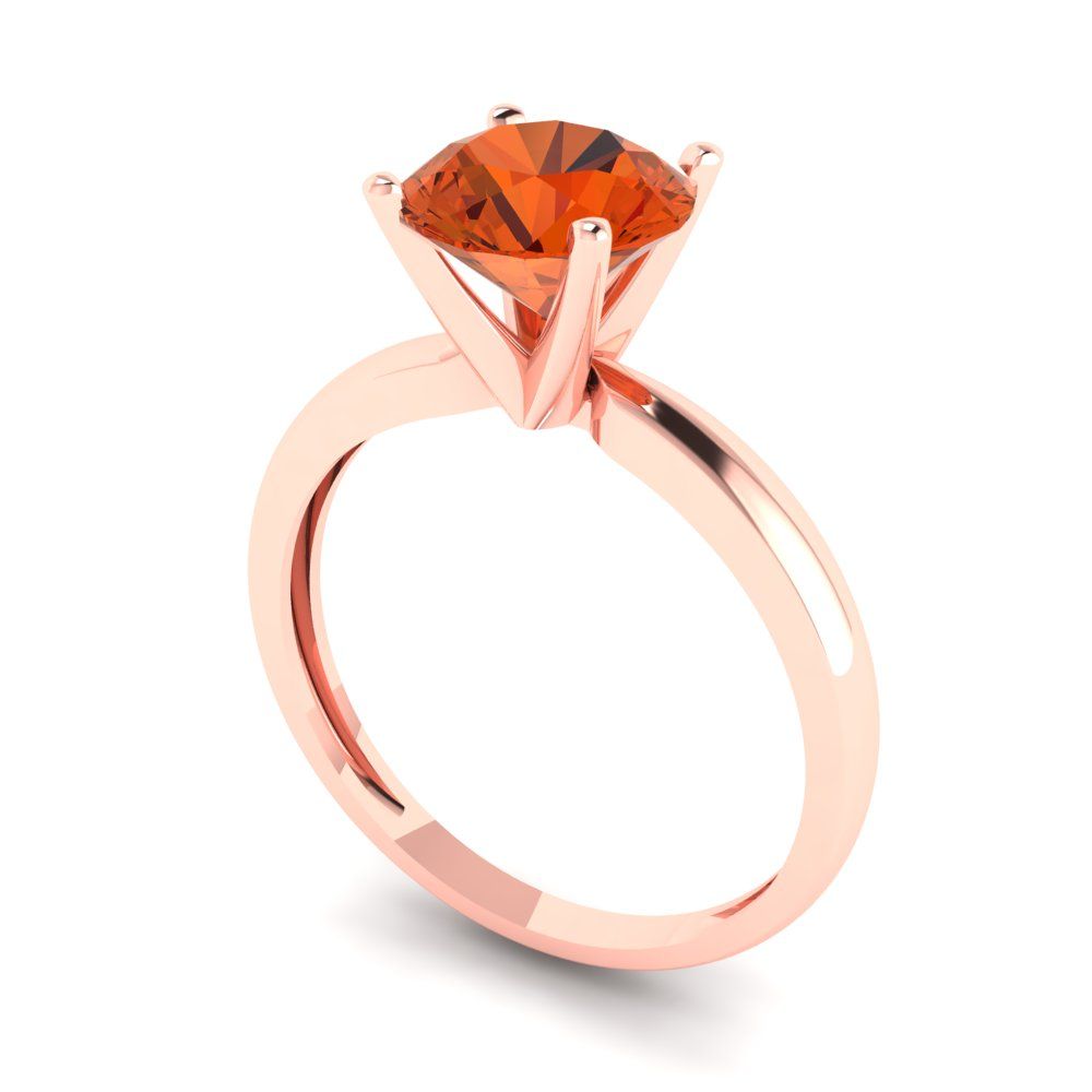 1.5 cttw Zirconia Simulated Red Diamond Solitaire  Engagement Ring - Solid Gold (VVS1, Round Cut,7.5mm)