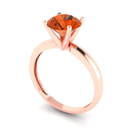 1.5 cttw Zirconia Simulated Red Diamond Solitaire  Engagement Ring - Solid Gold (VVS1, Round Cut,7.5mm)