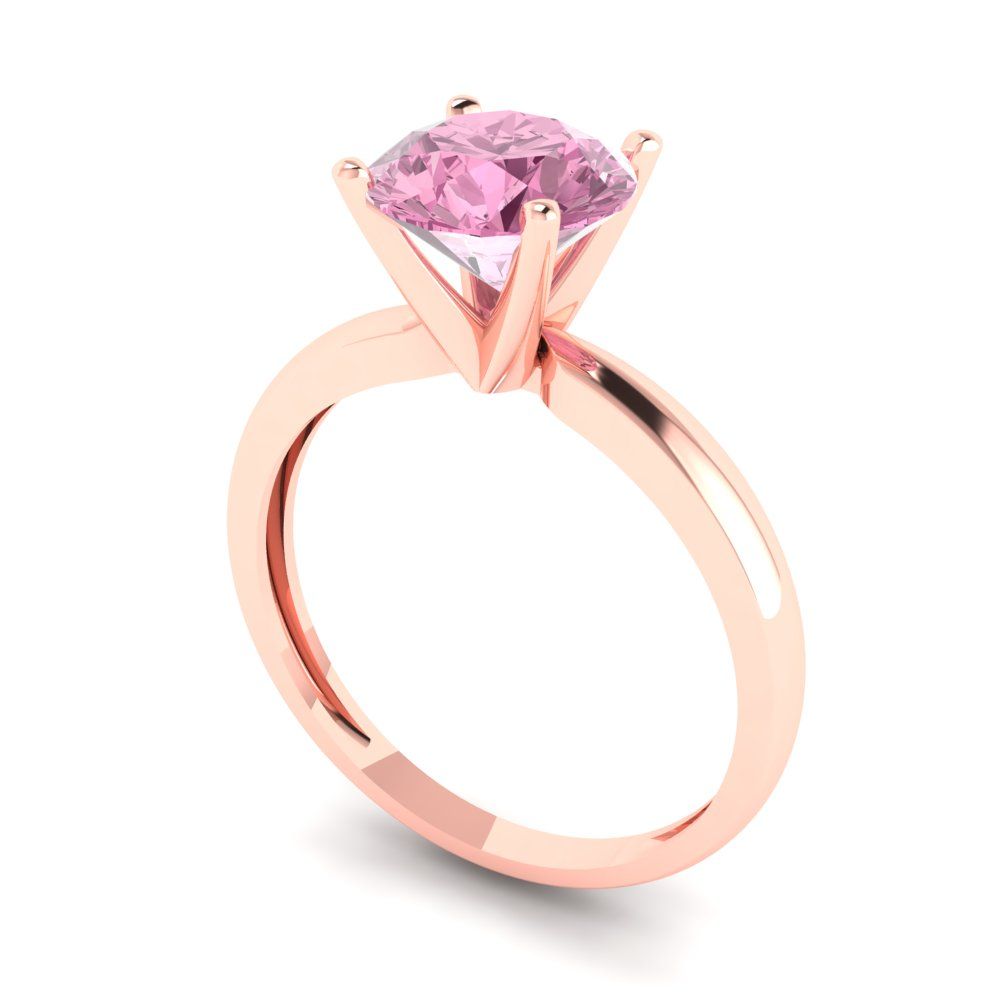 1.5 cttw Zirconia Simulated Pink Diamond Solitaire  Engagement Ring - Solid Rose Gold (VVS1, Round Cut,7.5mm)