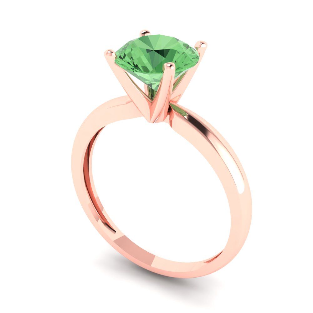 1.5 cttw Zirconia Simulated Green Diamond Solitaire  Engagement Ring - Solid Gold (VVS1, Round Cut,7.5mm)