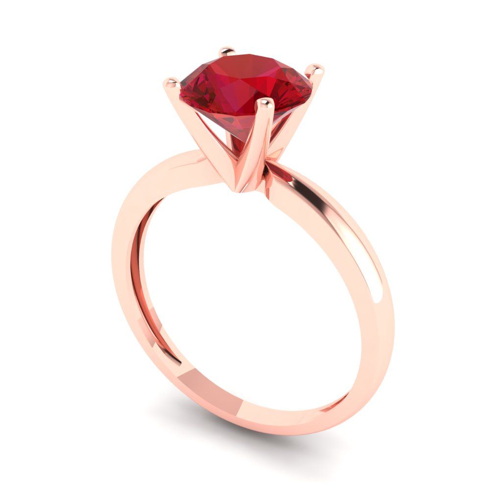 1.5 cttw Simulated Ruby Solitaire  Engagement Ring - Solid Gold (Round Cut,7.5mm)