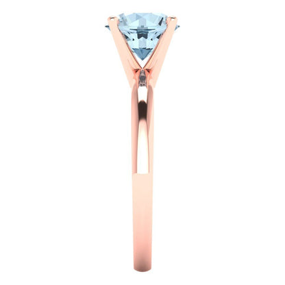 1.5 cttw Natural Swiss Blue Topaz Solitaire  Engagement Ring - Solid Gold (Round Cut,7.5mm)