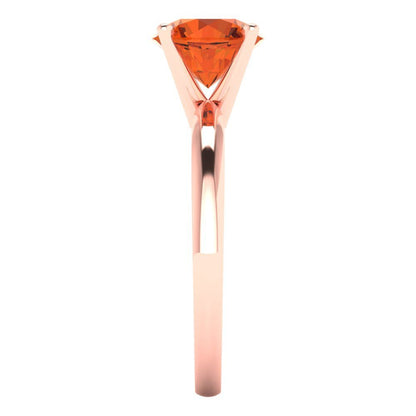 1.5 cttw Zirconia Simulated Red Diamond Solitaire  Engagement Ring - Solid Gold (VVS1, Round Cut,7.5mm)