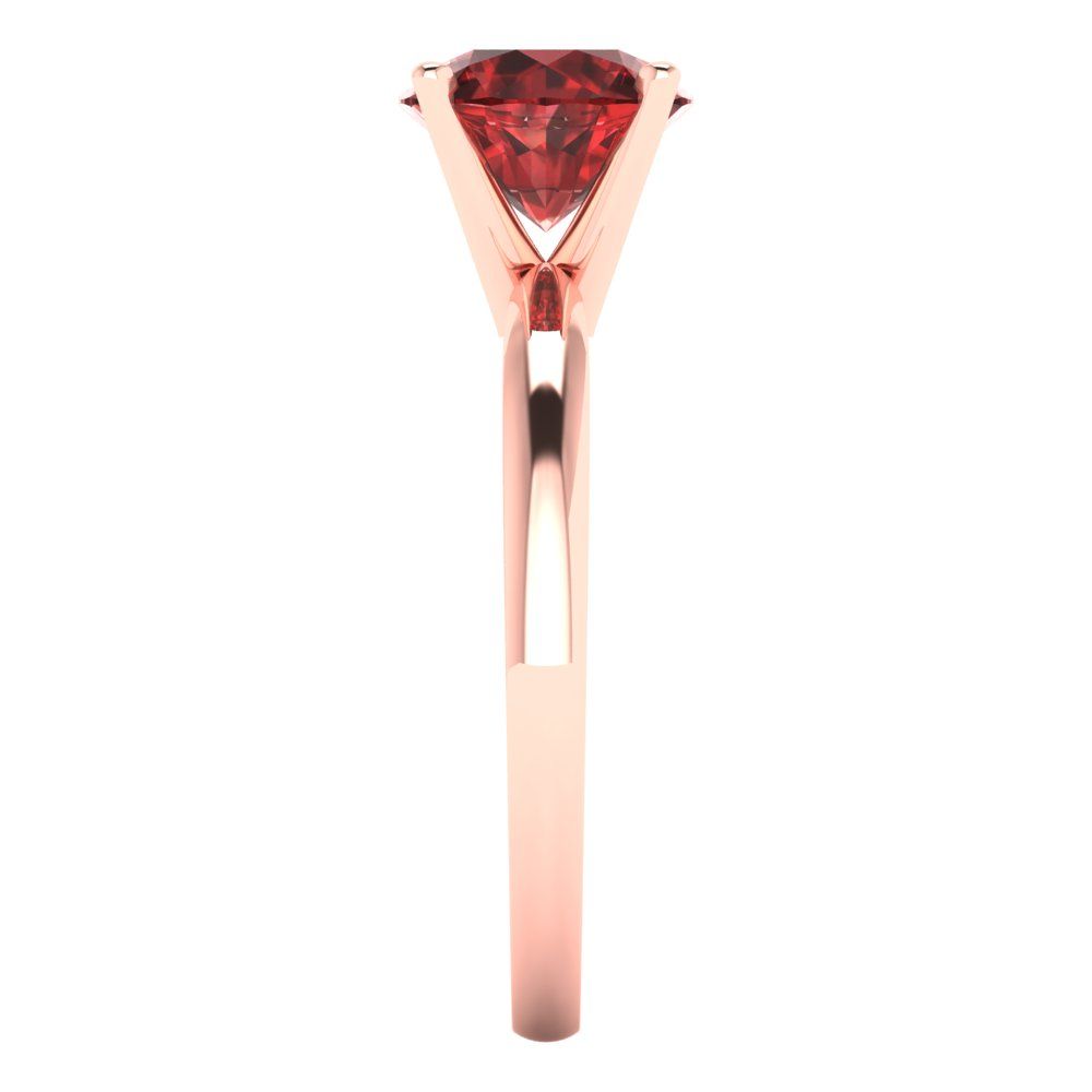 1.5 cttw Natural Garnet Solitaire  Engagement Ring - Solid Gold (Round Cut,7.5mm)
