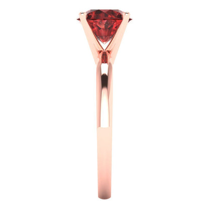 1.5 cttw Natural Garnet Solitaire  Engagement Ring - Solid Gold (Round Cut,7.5mm)
